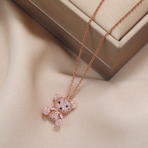 Cute Cubic Zirconia Golden Bear Pendant - Picture 1 of 2